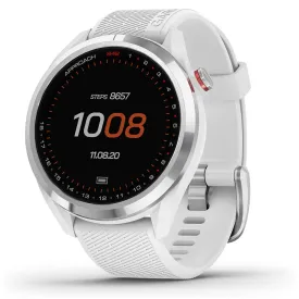Garmin Approach S42 Touchscreen Lightweight Silver Ceramic Bezel White Silicone Band GPS Golf Smartwatch - 010-02572-11