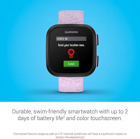 Garmin Bounce Kid's Lilac Floral Two-Way Text And Voice Messaging Location Tracking Smartwatch - 010-02448-01