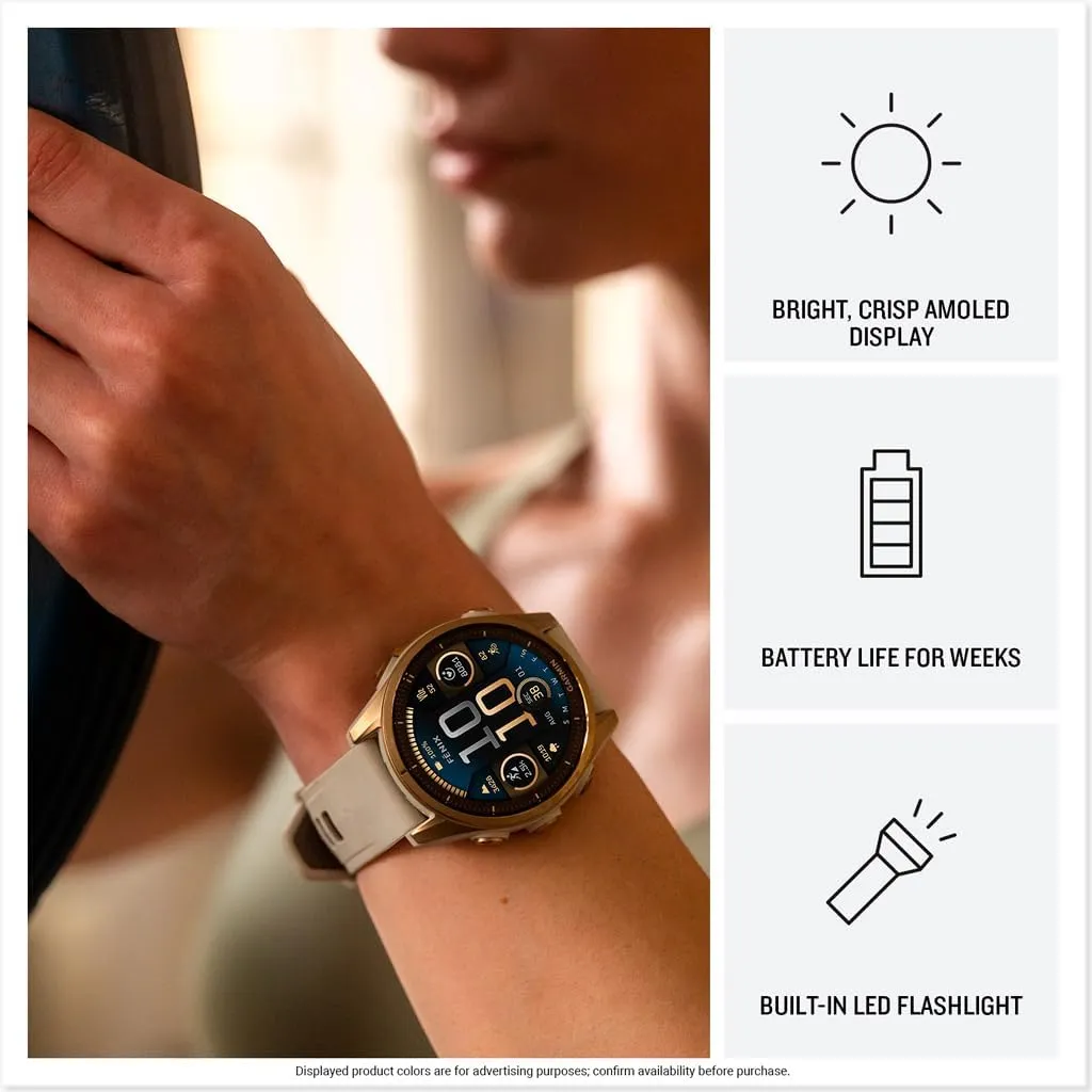 Garmin fnix 8  47mm, AMOLED, Premium Multisport GPS Smartwatch, Long-Lasting Battery Life, Dive-Rated, Built-in LED Flashlight, Slate Gray with Black Band