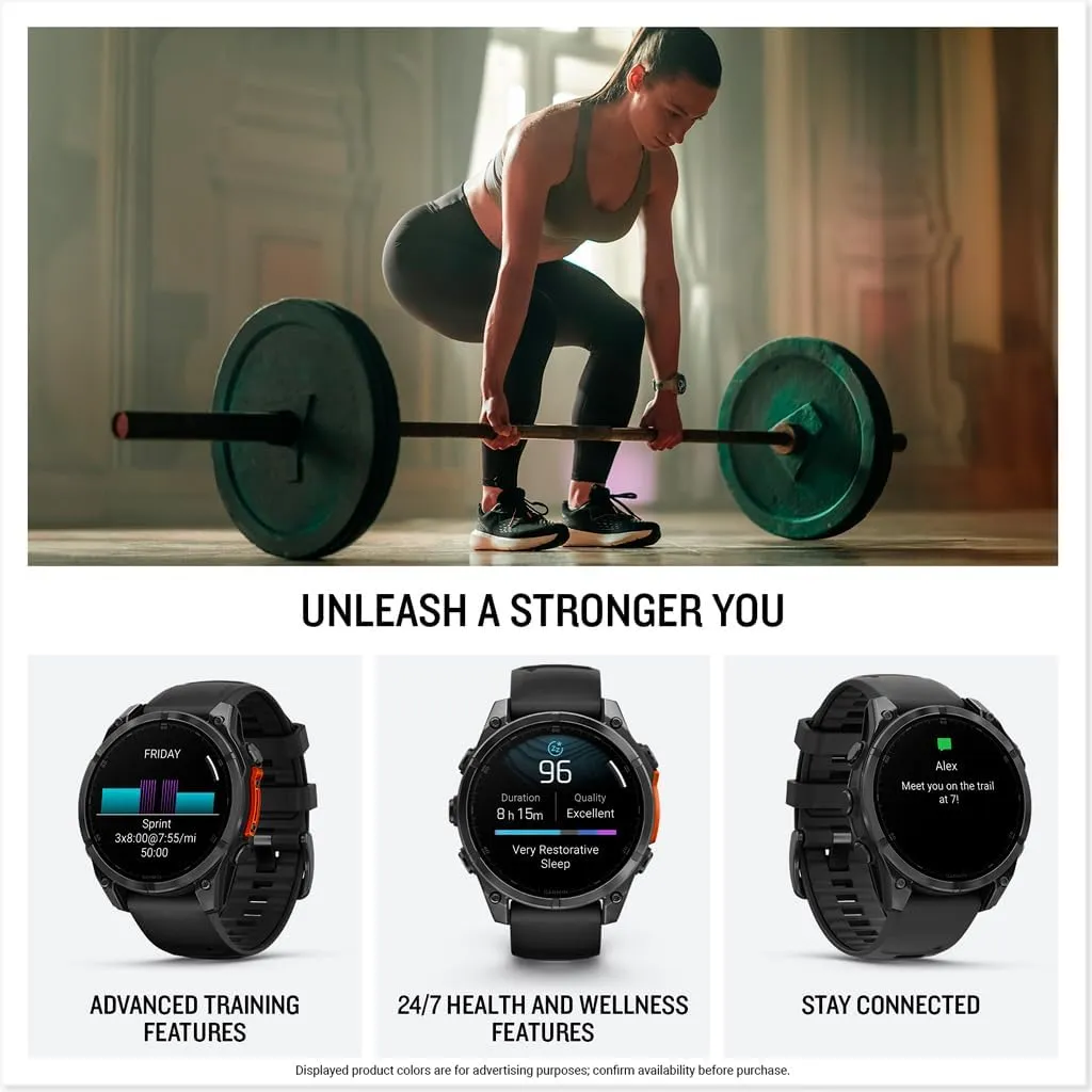 Garmin fnix 8  47mm, AMOLED, Premium Multisport GPS Smartwatch, Long-Lasting Battery Life, Dive-Rated, Built-in LED Flashlight, Slate Gray with Black Band