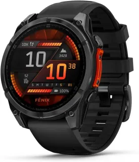 Garmin fnix 8  47mm, AMOLED, Premium Multisport GPS Smartwatch, Long-Lasting Battery Life, Dive-Rated, Built-in LED Flashlight, Slate Gray with Black Band