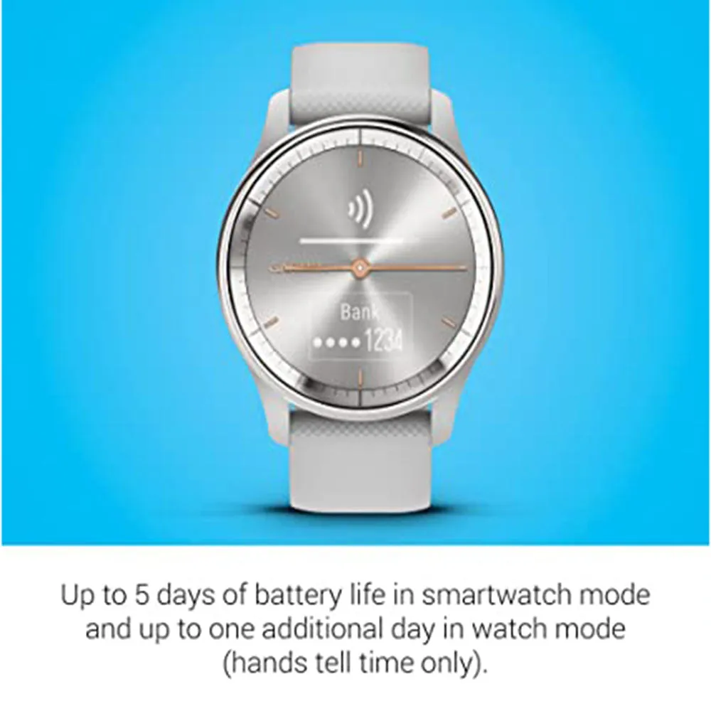 Garmin Vivomove Trend Mist Gray Dial Long-Lasting Battery Life Dynamic Watch Hands and Touchscreen Display Stylish Hybrid Smartwatch - 010-02665-03
