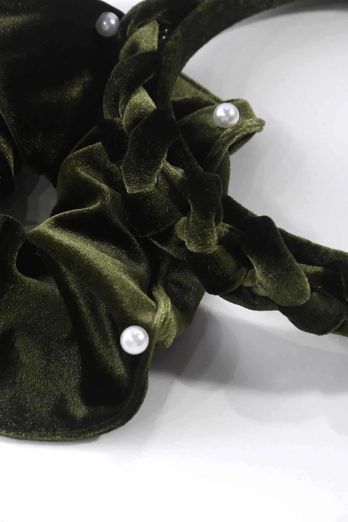 Green Velvet Hairband And Scrunchie Set