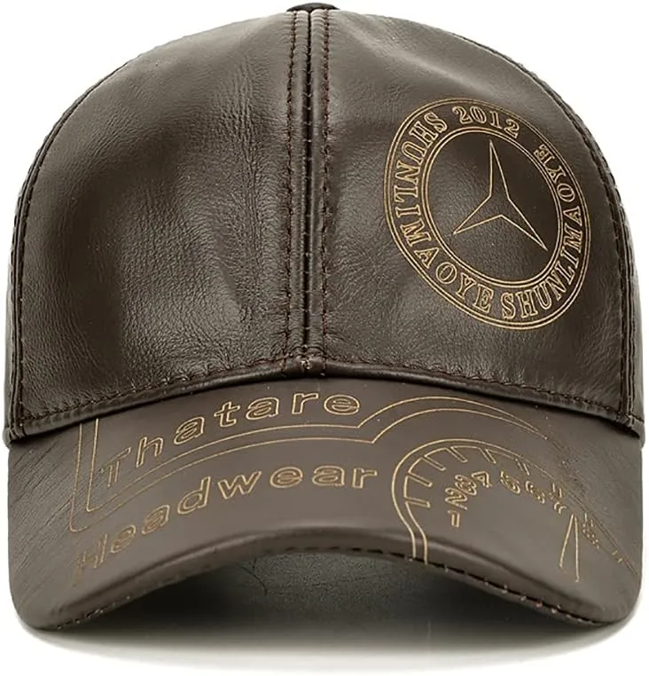 Gudessly Adjustable Men's Genuine Cowhide Leather Baseball Cap for Fall Winter Outdoor Sports Hat