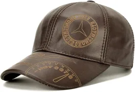 Gudessly Adjustable Men's Genuine Cowhide Leather Baseball Cap for Fall Winter Outdoor Sports Hat