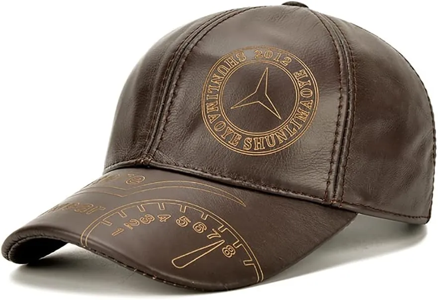 Gudessly Adjustable Men's Genuine Cowhide Leather Baseball Cap for Fall Winter Outdoor Sports Hat