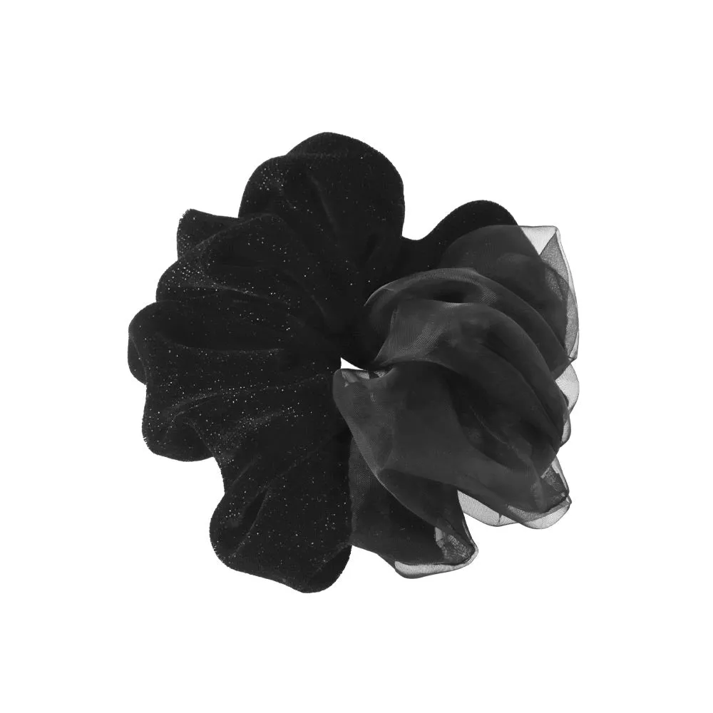 Half and Half Velvet Sheer Scrunchie