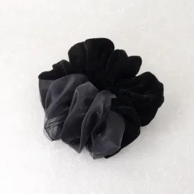Half and Half Velvet Sheer Scrunchie