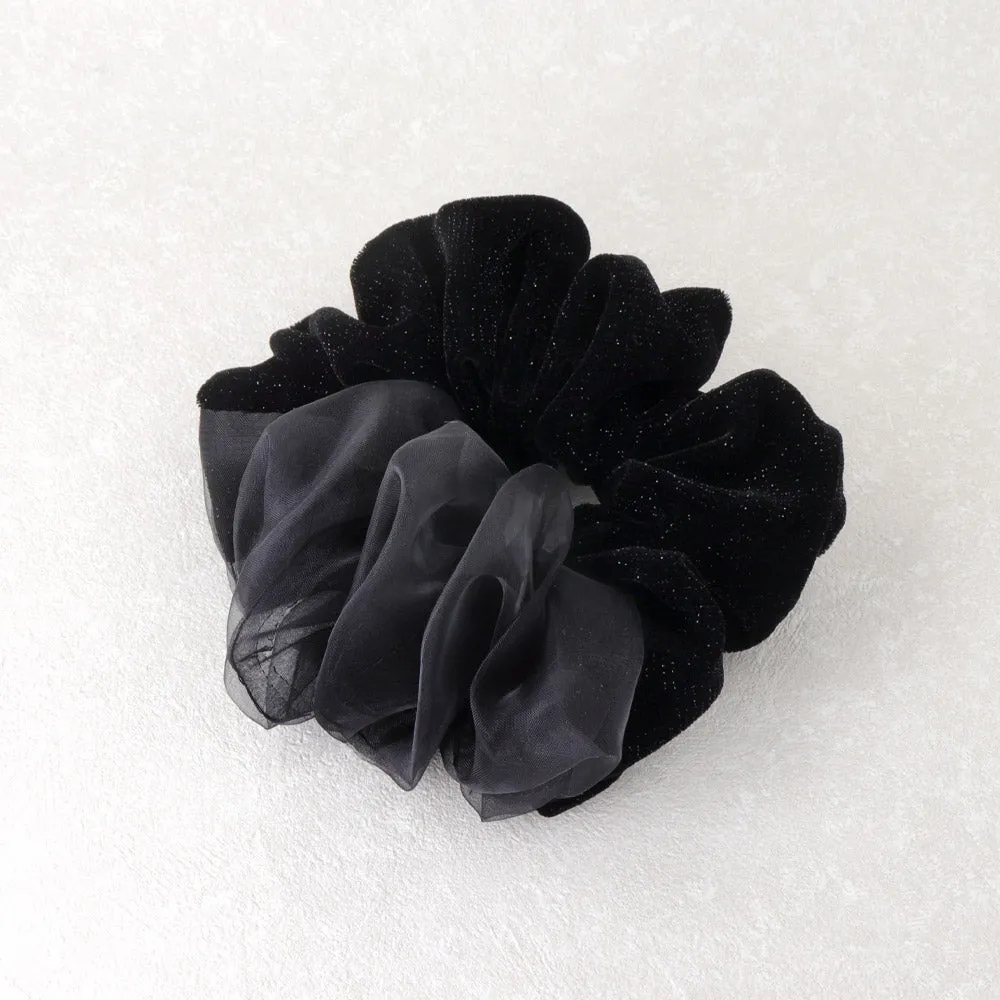 Half and Half Velvet Sheer Scrunchie