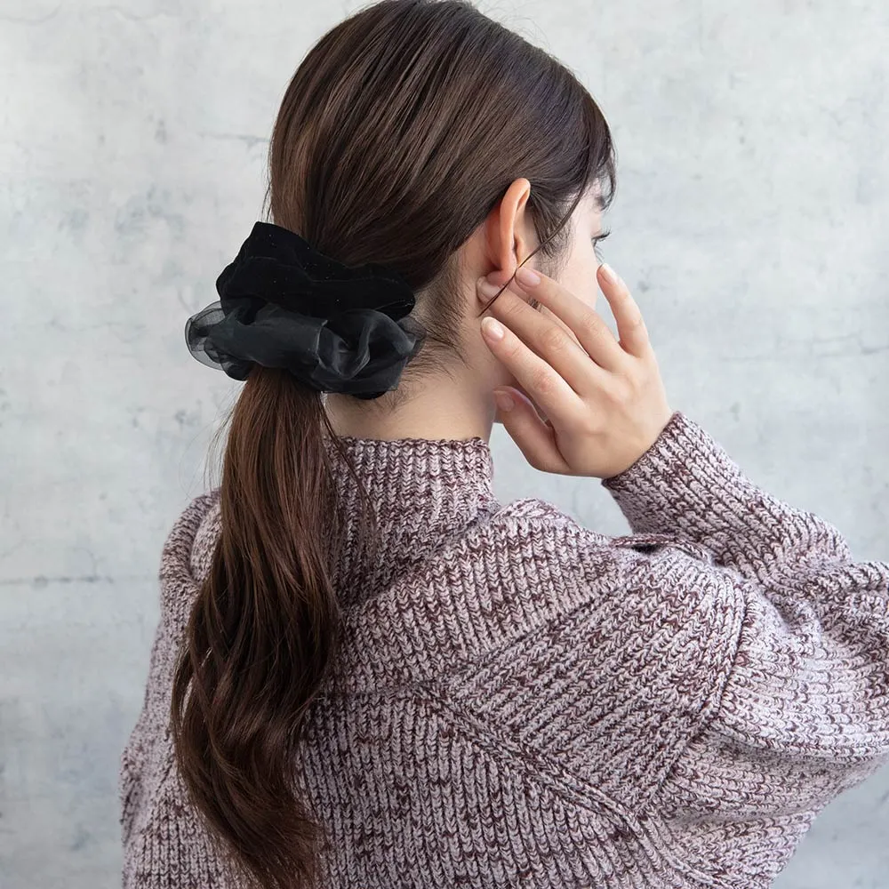 Half and Half Velvet Sheer Scrunchie