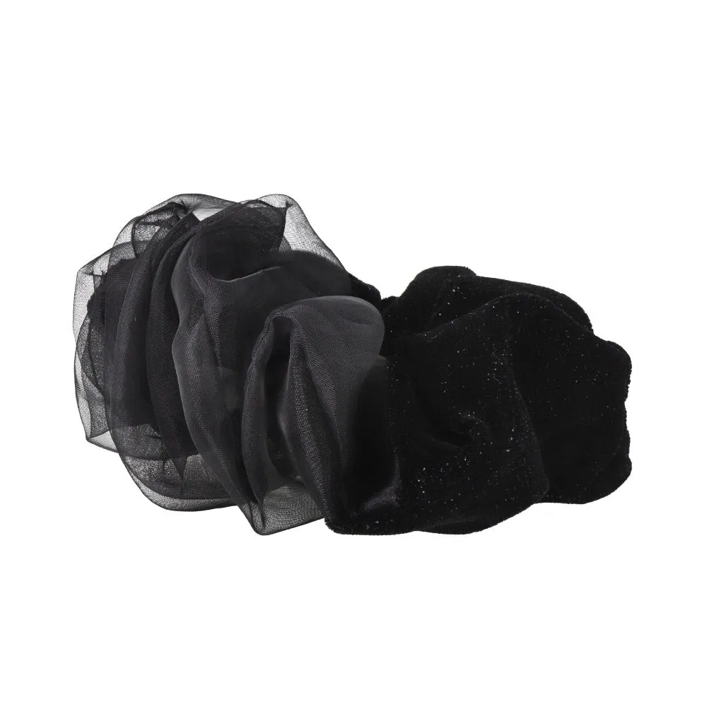 Half and Half Velvet Sheer Scrunchie