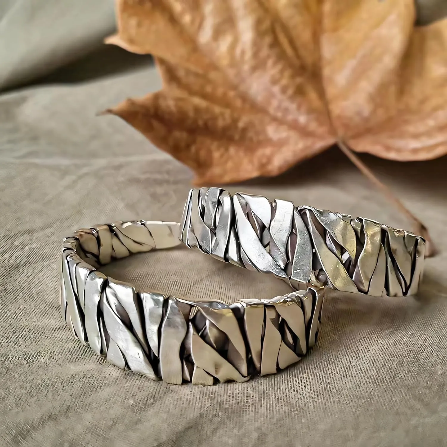 Handmade 925 Sterling Silver Bangle Bracelet For Men Women Wide Chunky Bangle Bracelet Irregular Cuff Bracelet Open Vintage Statement Cuff Bangle Bracelet Gift For Father's Day & Birthday