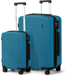 Hanke Hard Shell Luggage Sets 2 Pieces, Carry On and Checked Luggage Sets with Spinner Wheels, Durable PC Hardside Rolling Suitcase for Travel (20/28 Inch, Caribbean Blue)