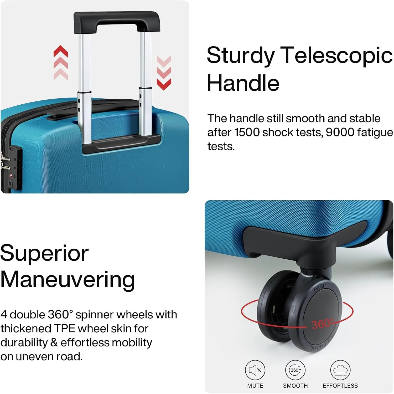 Hanke Hard Shell Luggage Sets 2 Pieces, Carry On and Checked Luggage Sets with Spinner Wheels, Durable PC Hardside Rolling Suitcase for Travel (20/28 Inch, Caribbean Blue)