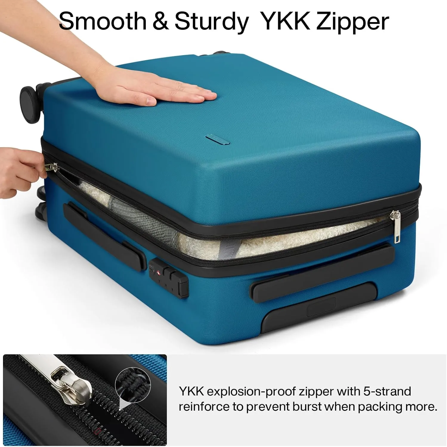 Hanke Hard Shell Luggage Sets 2 Pieces, Carry On and Checked Luggage Sets with Spinner Wheels, Durable PC Hardside Rolling Suitcase for Travel (20/28 Inch, Caribbean Blue)