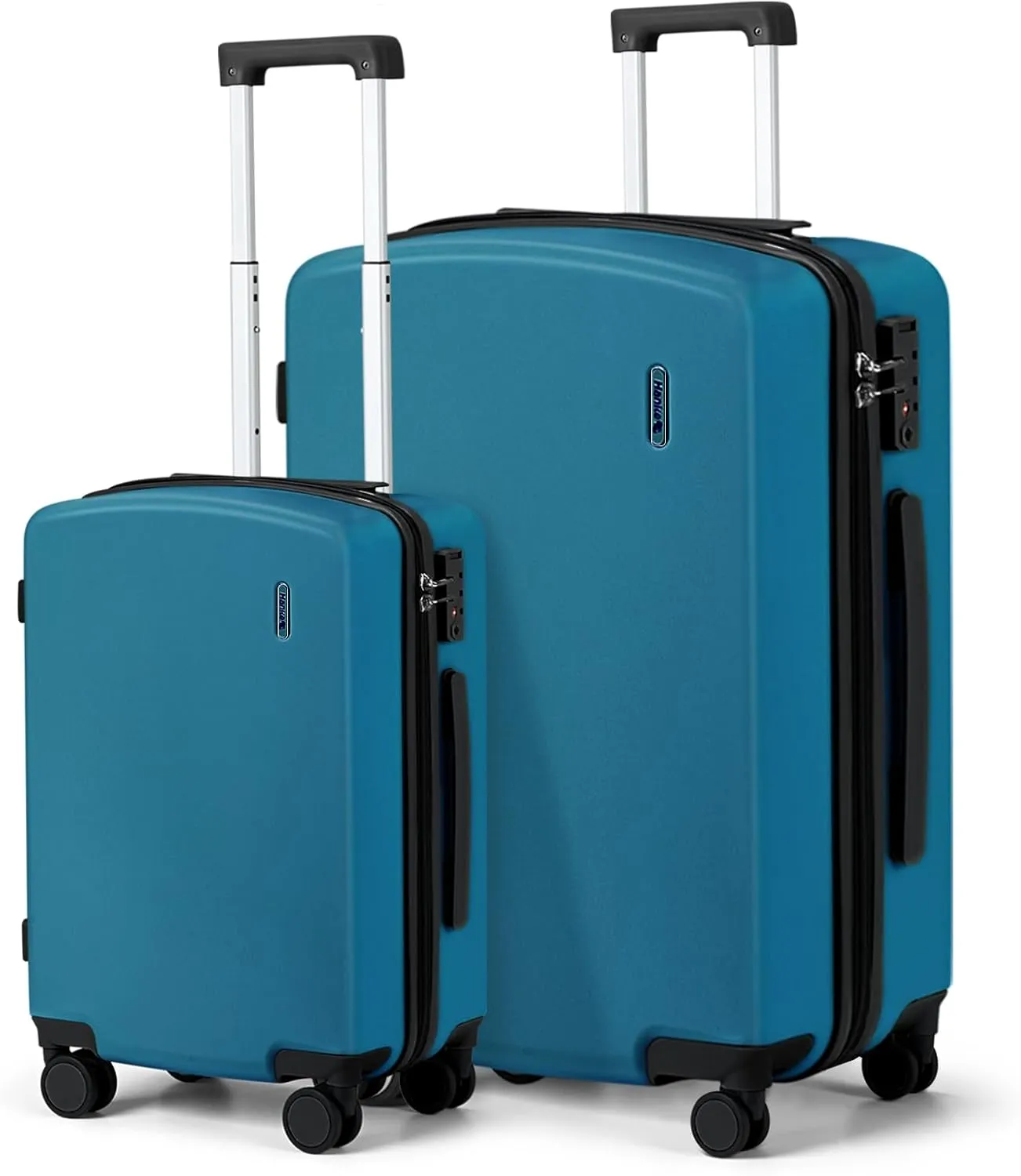 Hanke Hard Shell Luggage Sets 2 Pieces, Carry On and Checked Luggage Sets with Spinner Wheels, Durable PC Hardside Rolling Suitcase for Travel (20/28 Inch, Caribbean Blue)