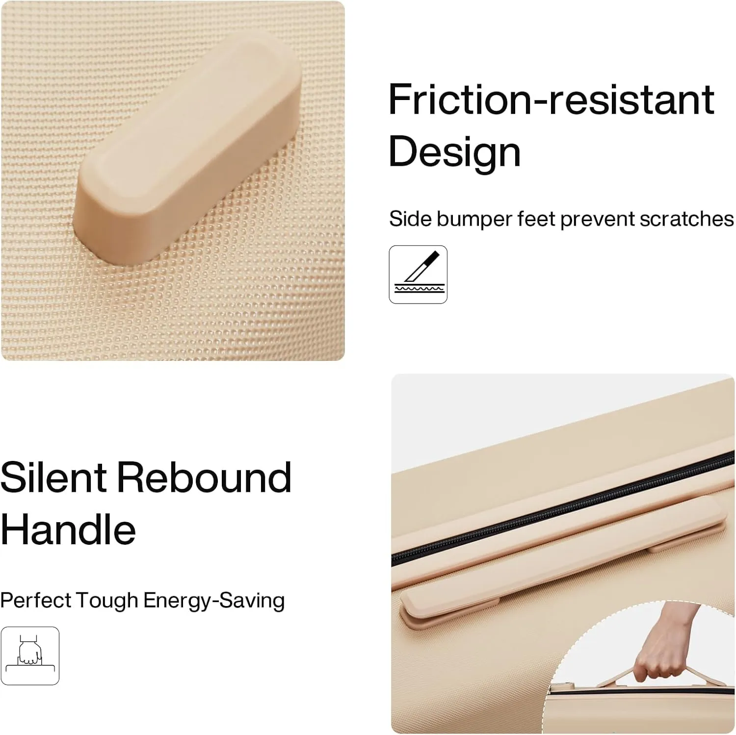 Hanke Hard Shell Luggage Sets 3 Pieces, Carry On and Checked Luggage Sets with Spinner Wheels, Durable PC Hardside Rolling Suitcase for Travel (16/24/28 Inch,Cuba Sand)