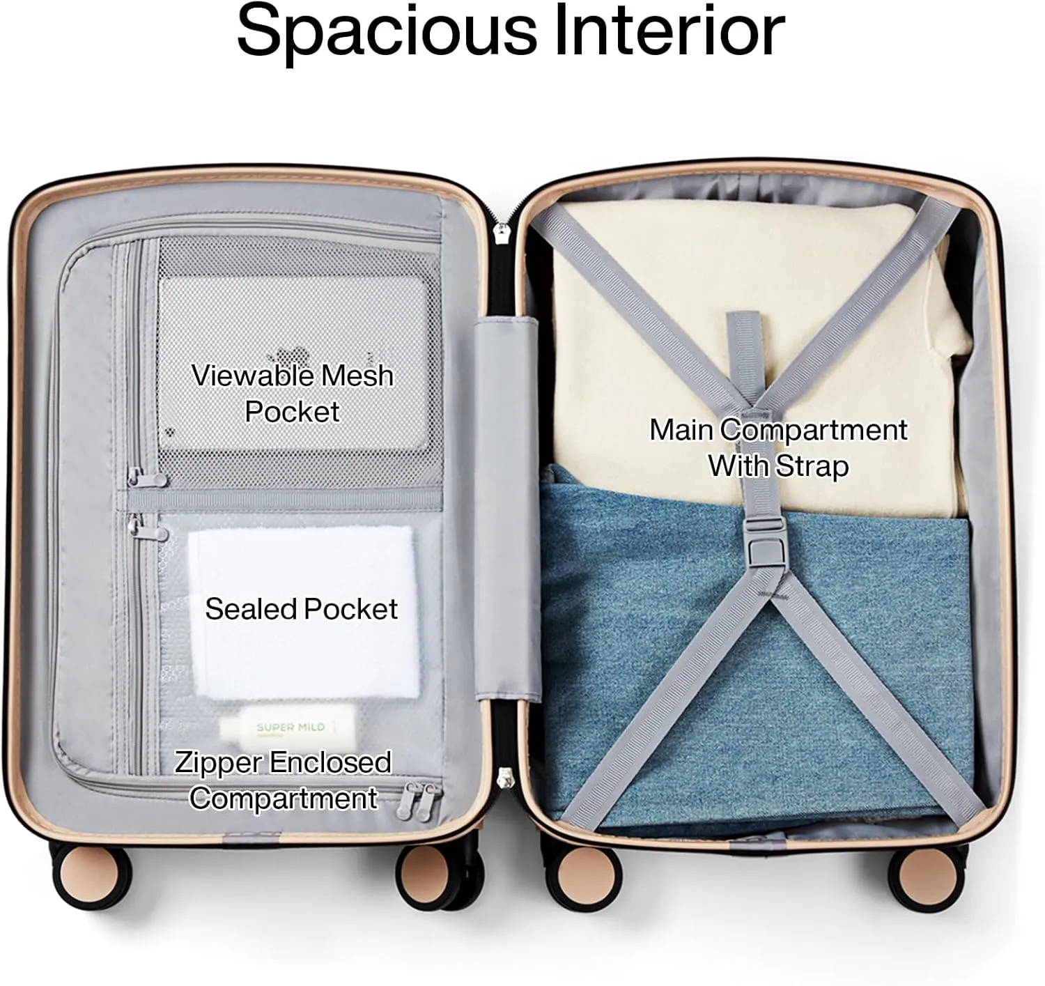 Hanke Hard Shell Luggage Sets 3 Pieces, Carry On and Checked Luggage Sets with Spinner Wheels, Durable PC Hardside Rolling Suitcase for Travel (16/24/28 Inch,Cuba Sand)