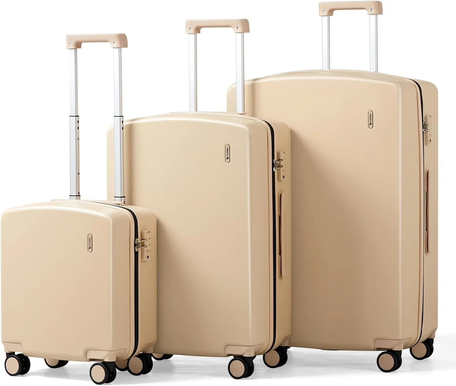 Hanke Hard Shell Luggage Sets 3 Pieces, Carry On and Checked Luggage Sets with Spinner Wheels, Durable PC Hardside Rolling Suitcase for Travel (16/24/28 Inch,Cuba Sand)