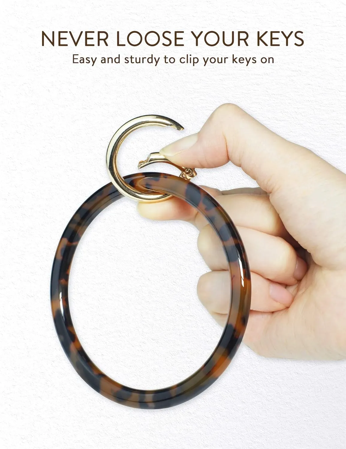 Heesch Bangle Key Ring Bracelet Keychain Key Ring Bracelet for Women, Acetate Circle Keyring for Wrist