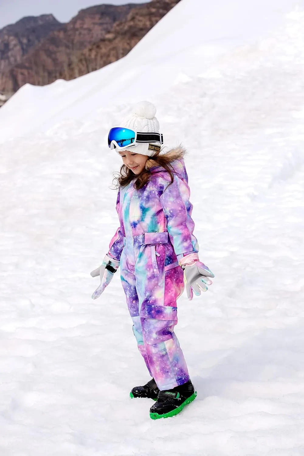Kids Girls Boys Waterproof Colorful One Piece Snowsuits Coveralls Ski Suits Jackets Winter Jumpsuits
