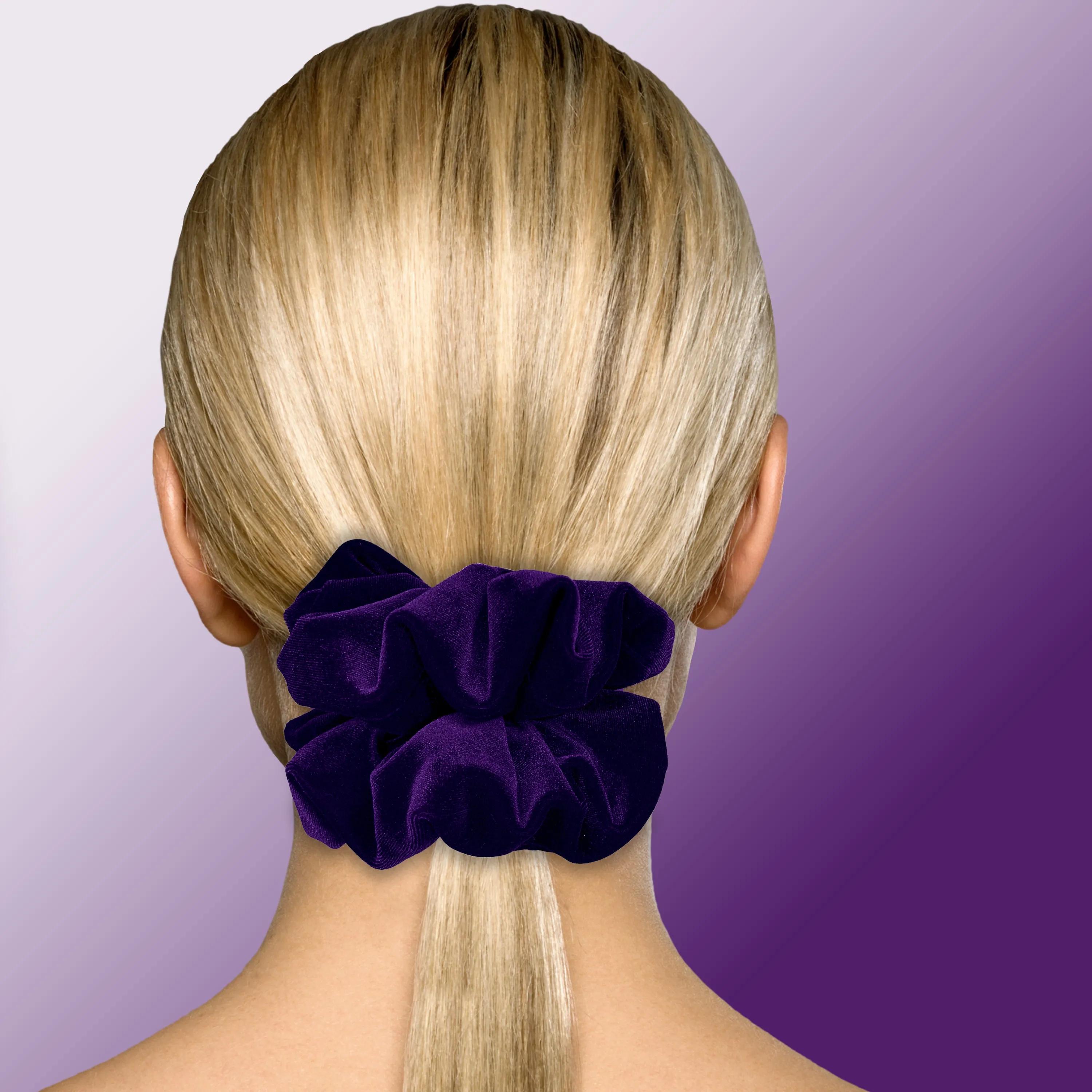 KING SIZE Velvet Scrunchies XXL Oversized Ponytail Holder Made in the USA Purple Dark