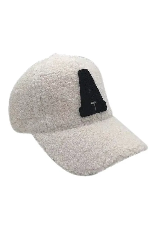 Letter A Sherpa Patch Baseball Cap