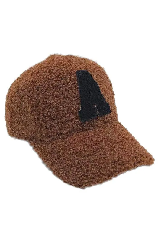 Letter A Sherpa Patch Baseball Cap