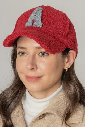 Letter A Sherpa Patch Baseball Cap