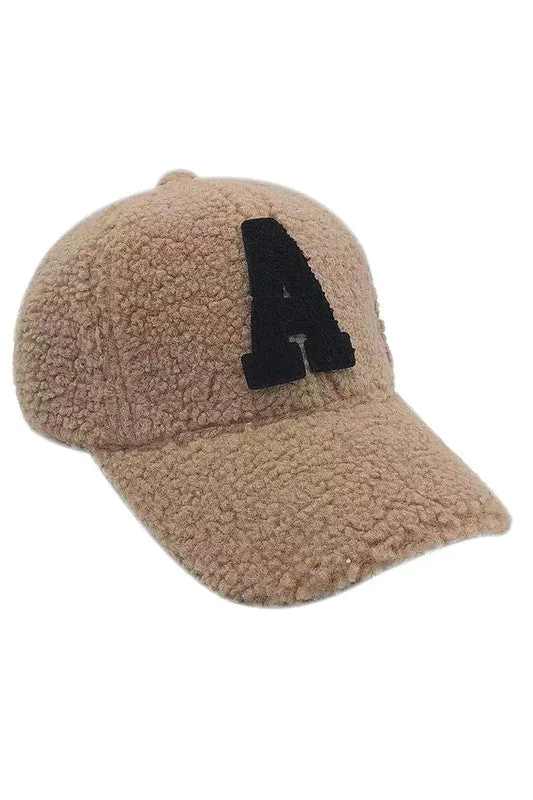 Letter A Sherpa Patch Baseball Cap