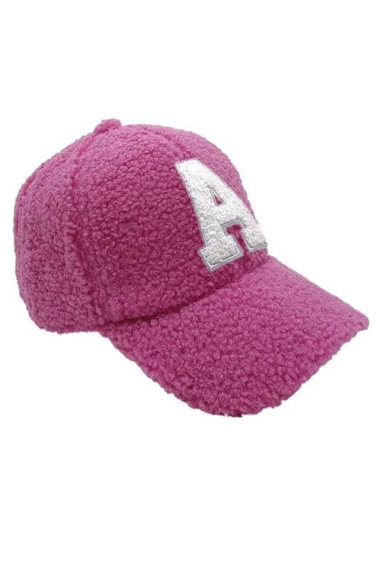 Letter A Sherpa Patch Baseball Cap