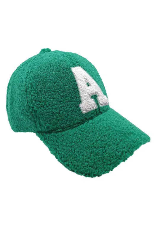 Letter A Sherpa Patch Baseball Cap