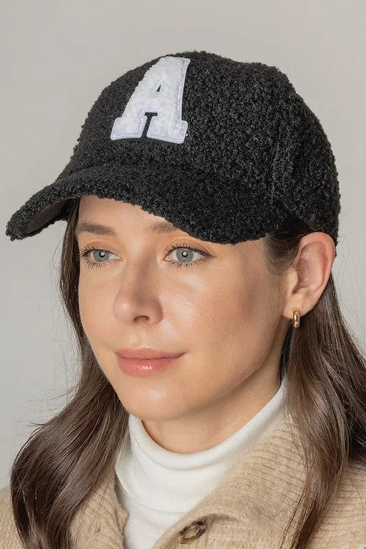 Letter A Sherpa Patch Baseball Cap