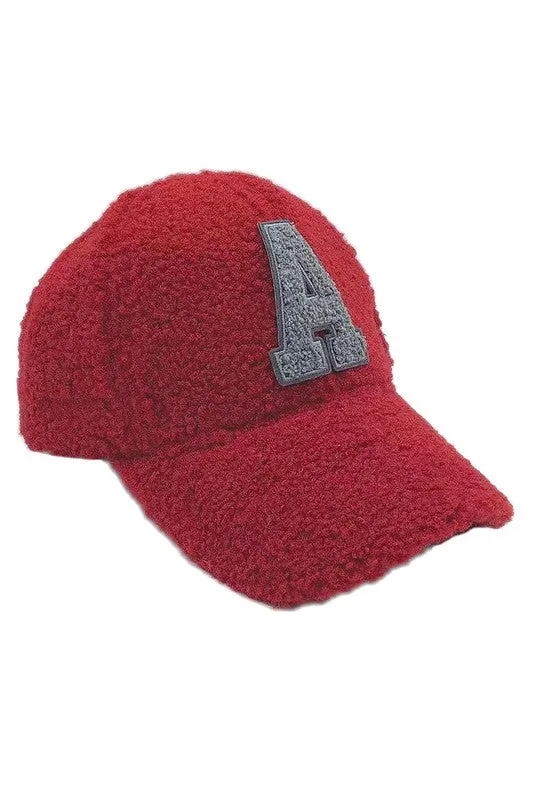 Letter A Sherpa Patch Baseball Cap