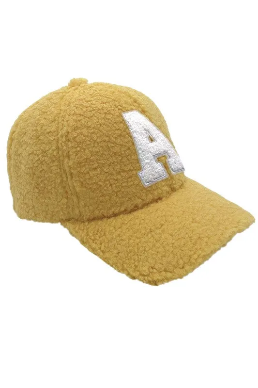 Letter A Sherpa Patch Baseball Cap