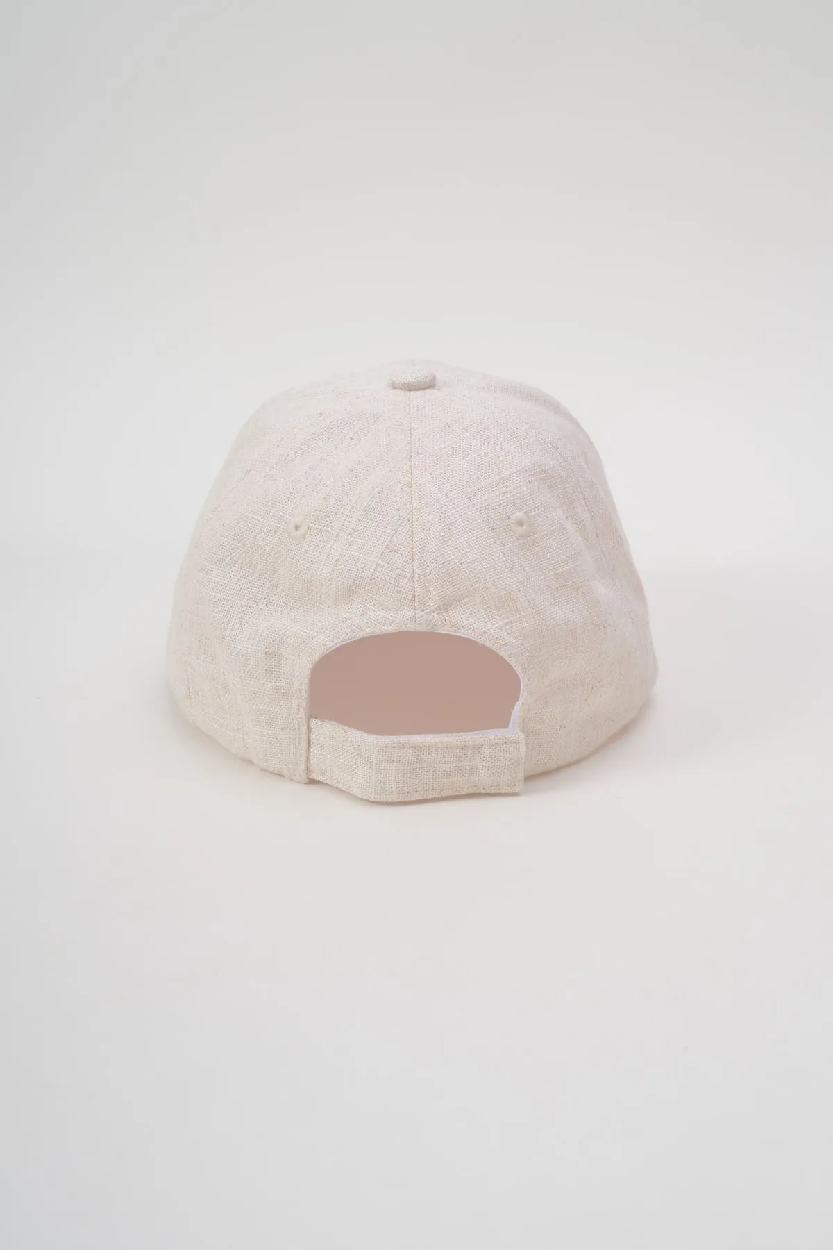 Linen Blend Baseball Cap in Beige