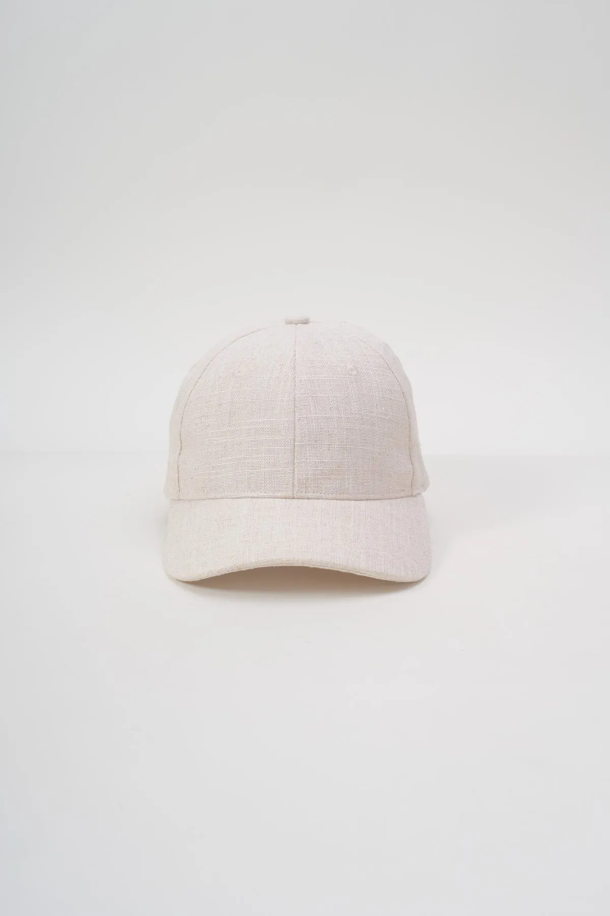 Linen Blend Baseball Cap in Beige