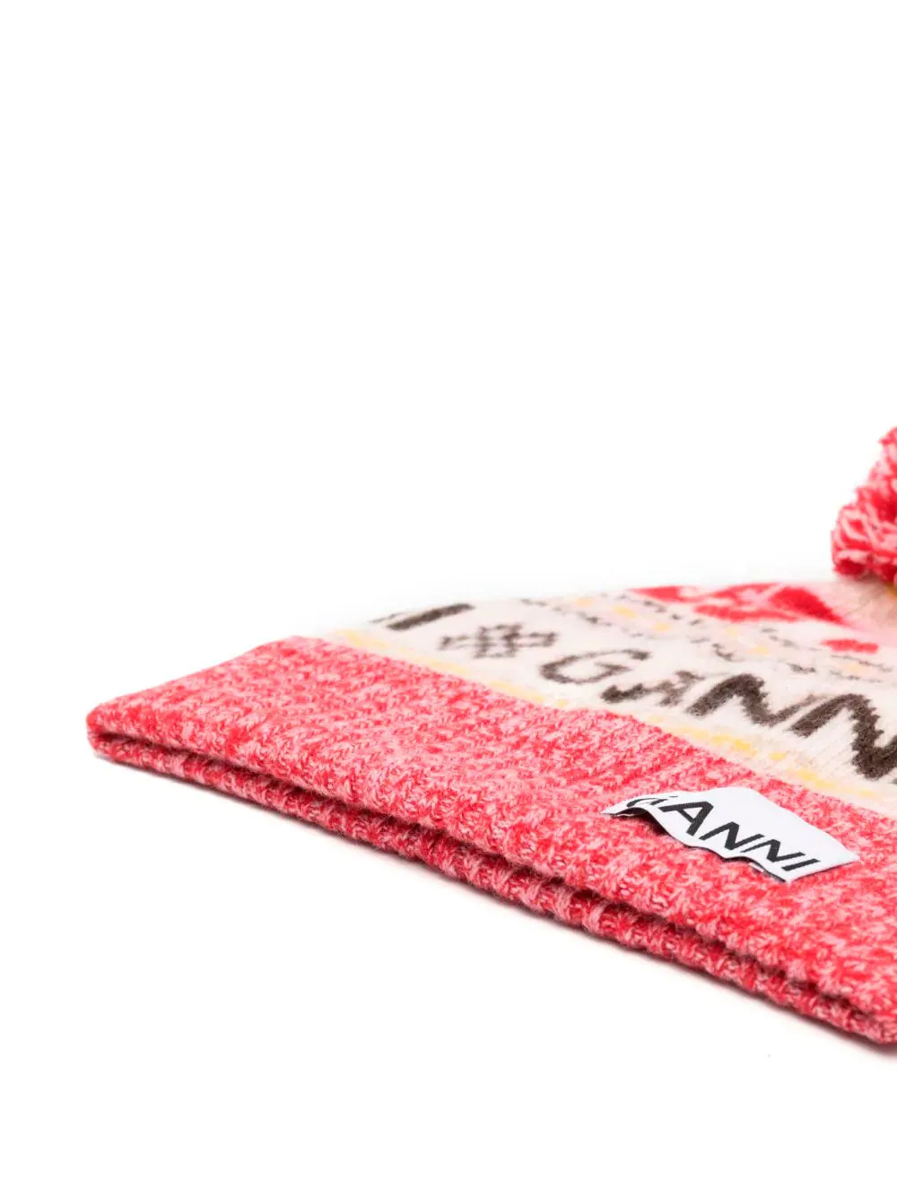 Logo-patch intarsia-knit beanie