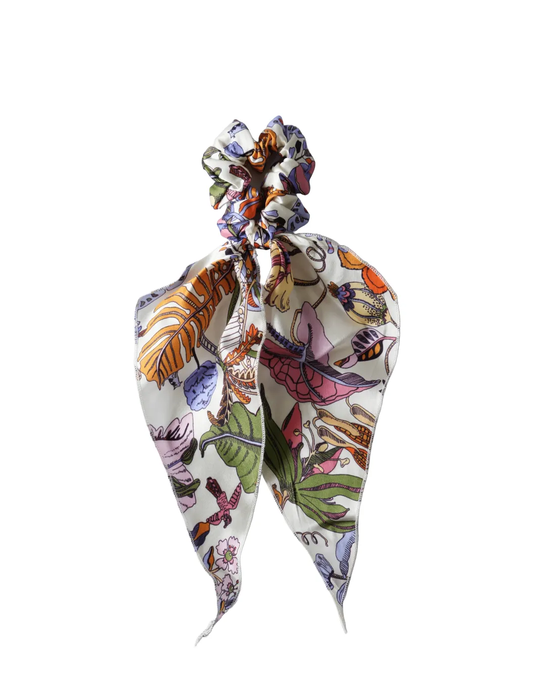 MEDITERRANEAN SUMMER RIBBON PURE SILK SCRUNCHIES (SET OF TWO)