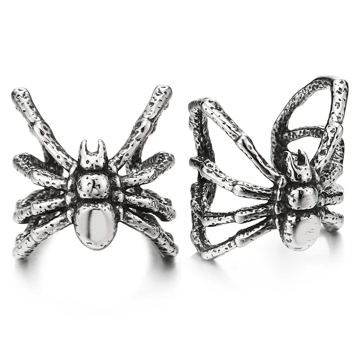 Mens Women Steel Vintage Spider Ear Cuff Ear Clip Non-Piercing Clip On Earrings