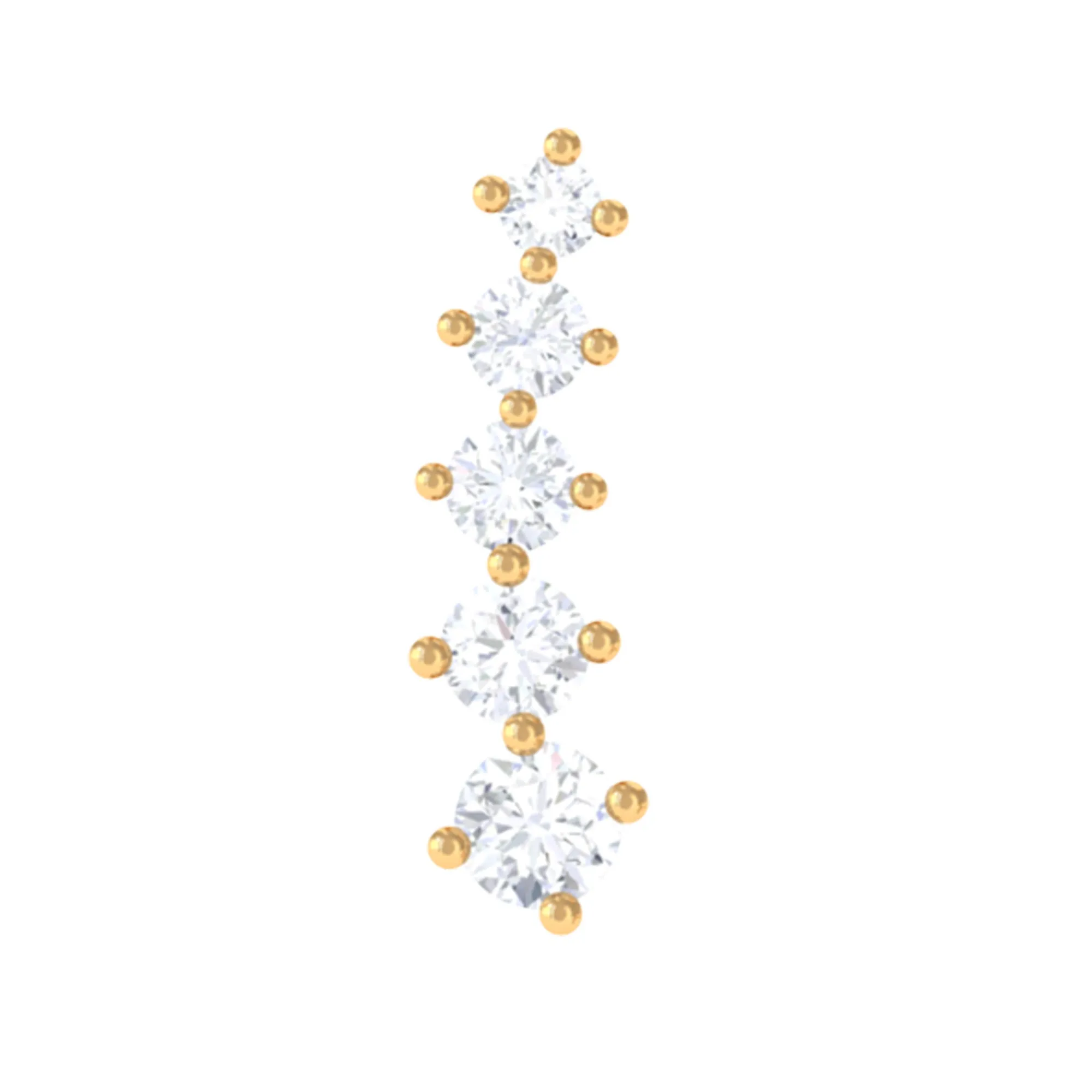 Minimal Moissanite Gold Crawler Earring For Helix Piercing