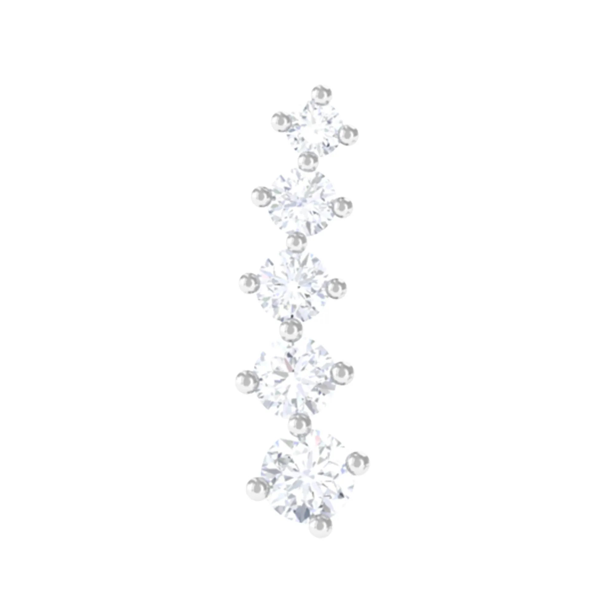 Minimal Moissanite Gold Crawler Earring For Helix Piercing