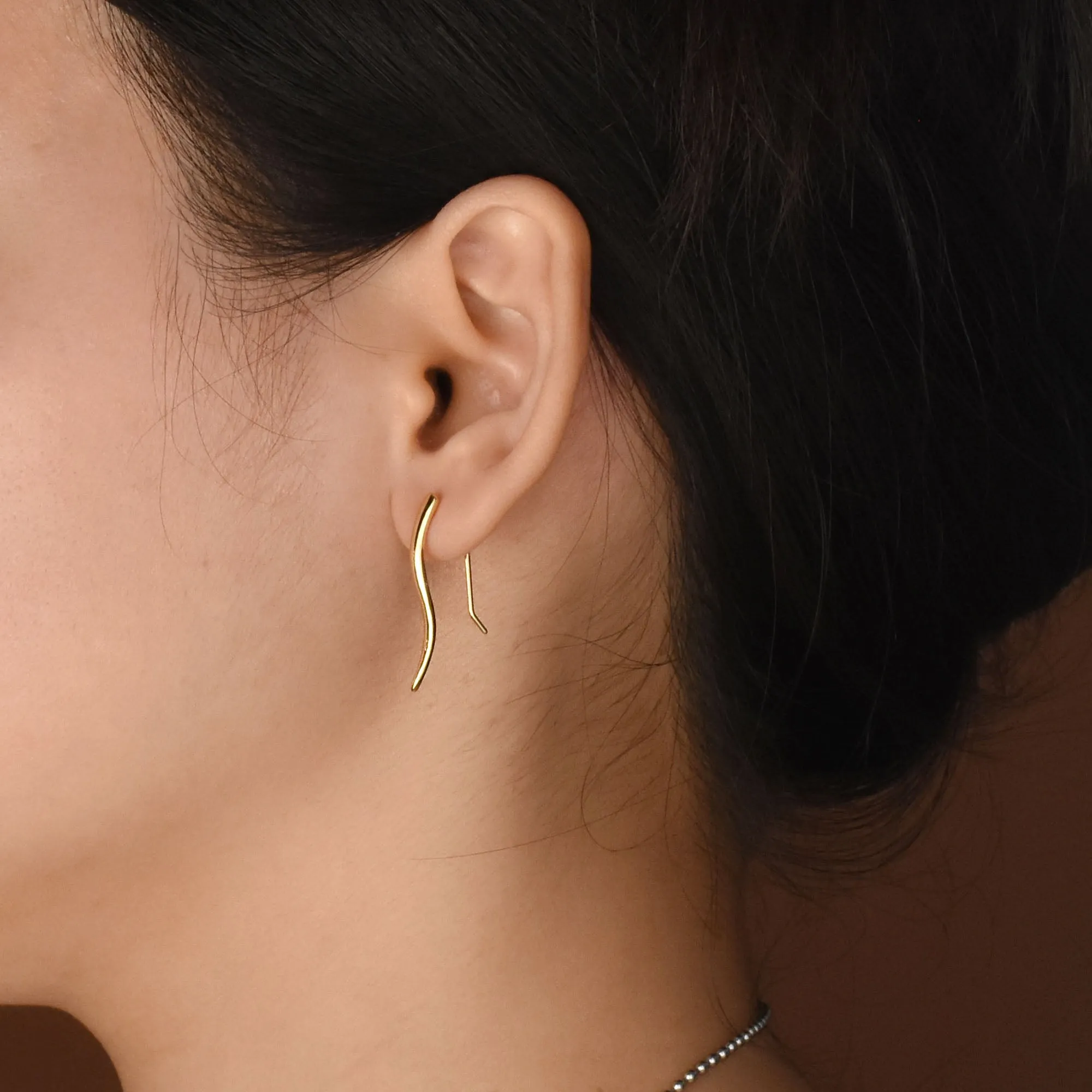 Minimalist Geometric Ear Cuff Cartilage Earrings 14K Gold Plated Sterling Silver