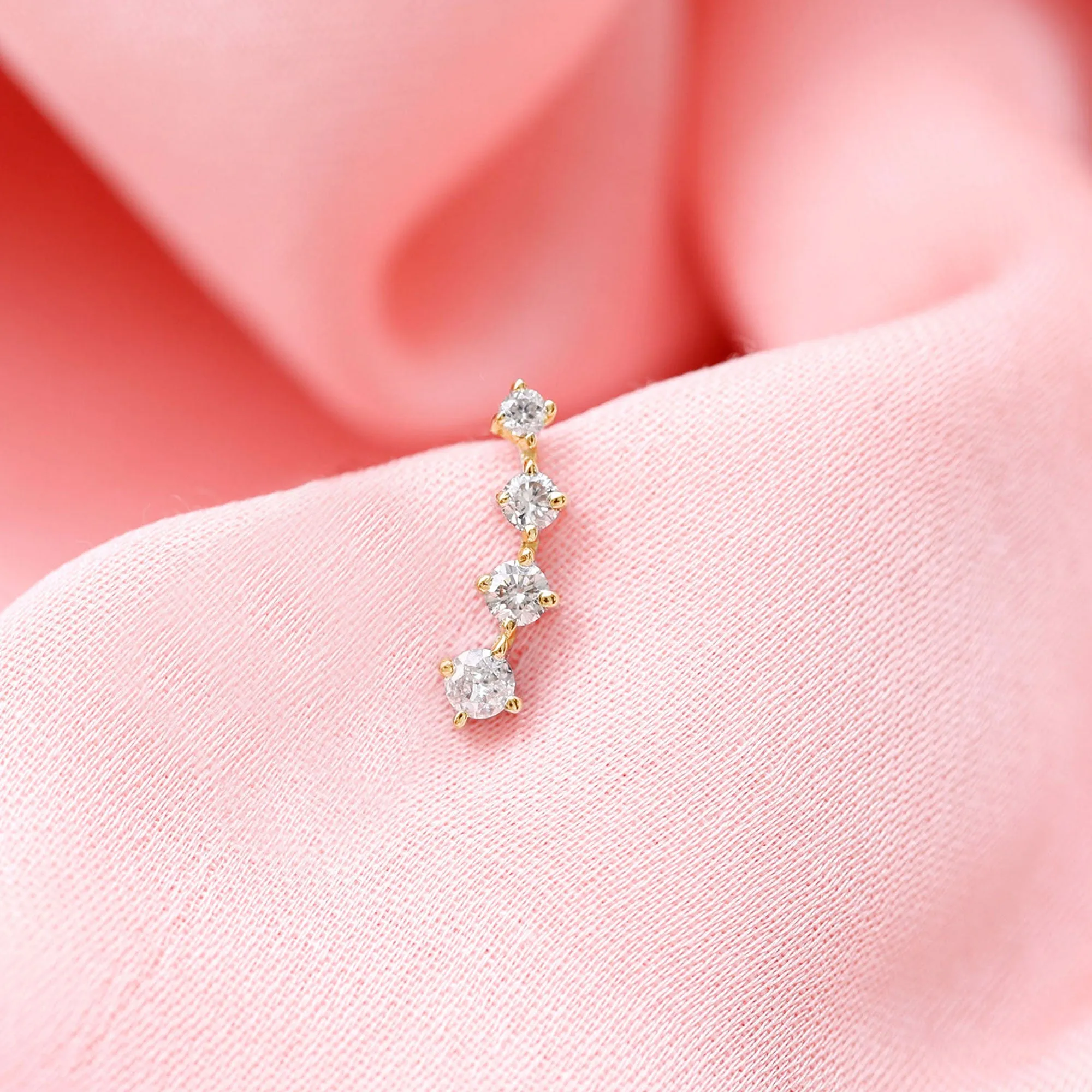 Minimalist Moissanite Crawler Helix Earring in Gold