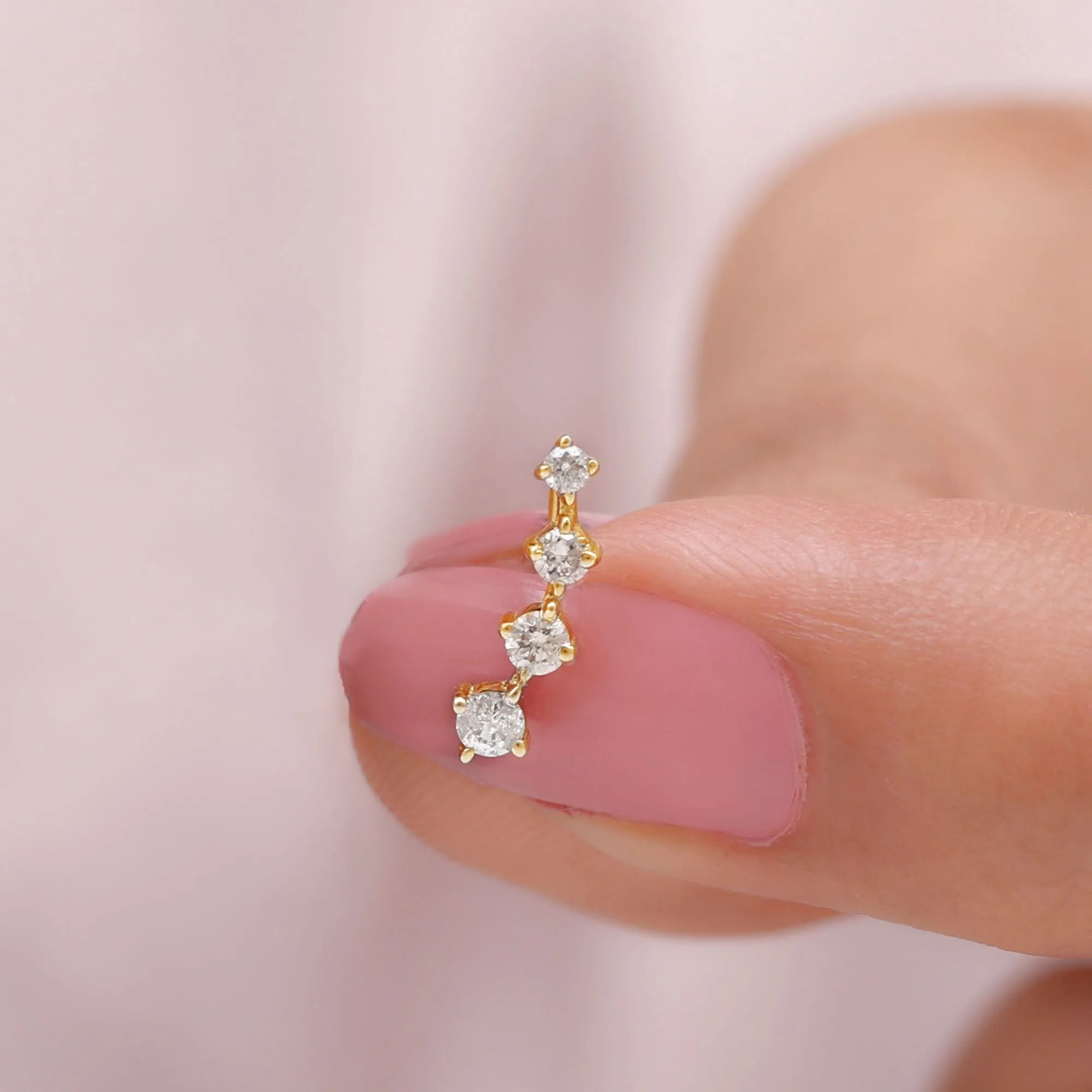 Minimalist Moissanite Crawler Helix Earring in Gold