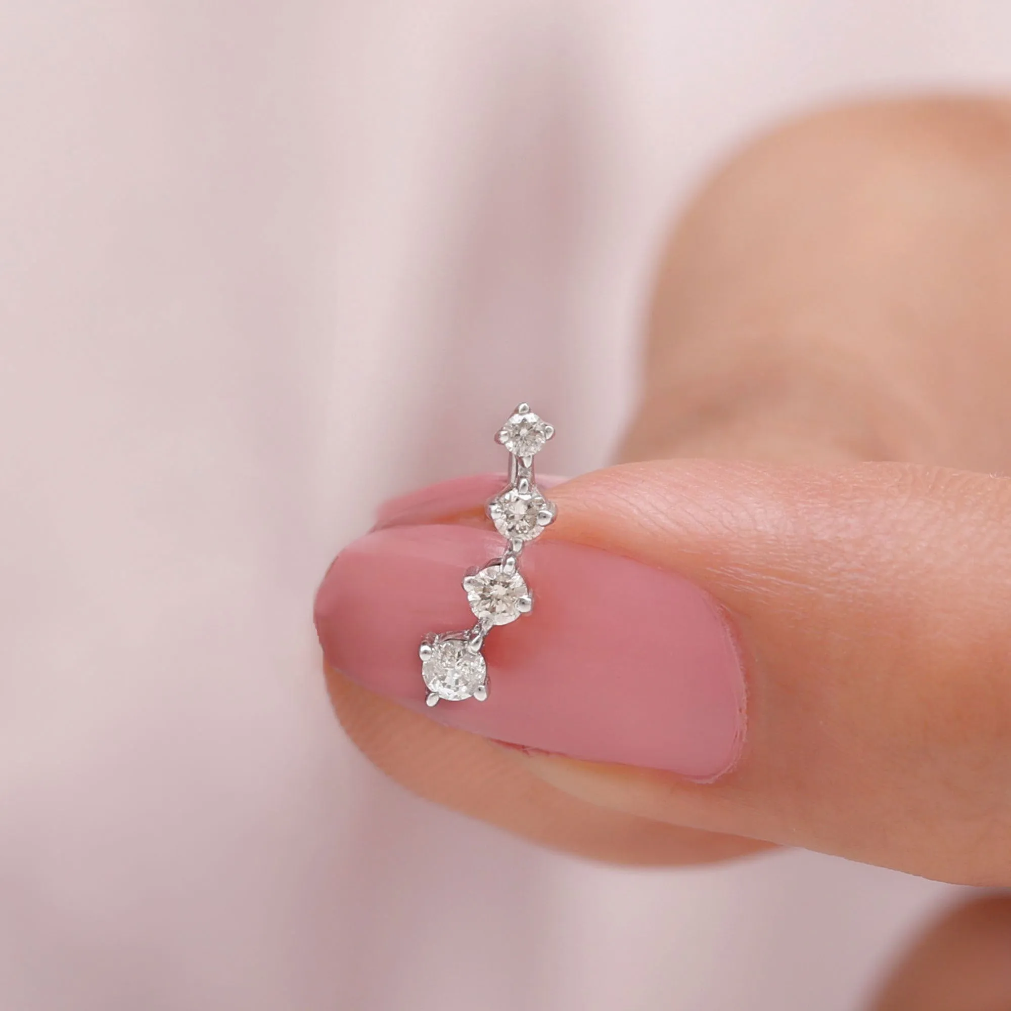 Minimalist Moissanite Crawler Helix Earring in Gold