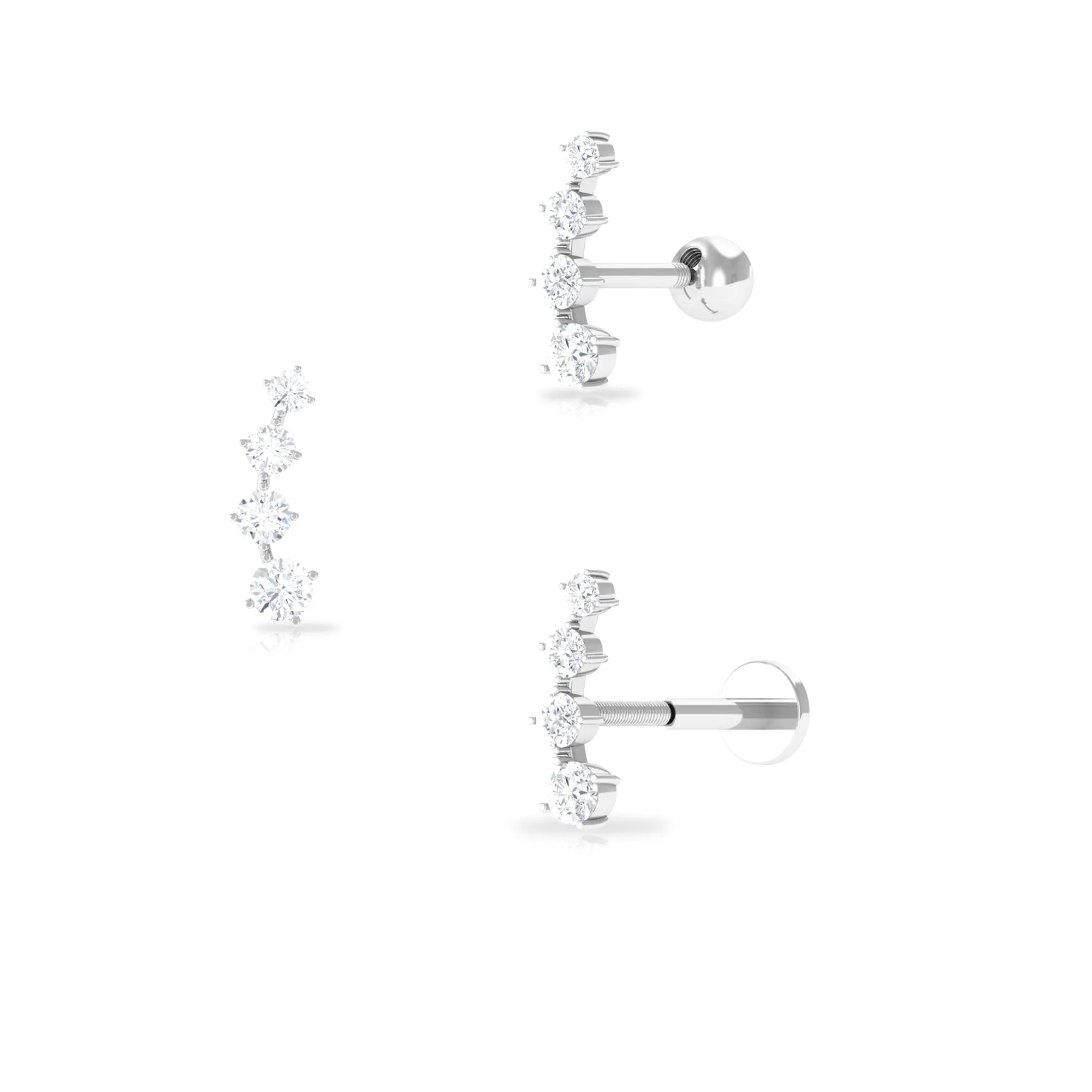 Minimalist Moissanite Crawler Helix Earring in Gold