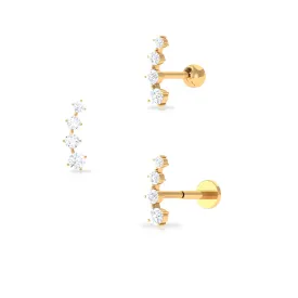 Minimalist Moissanite Crawler Helix Earring in Gold