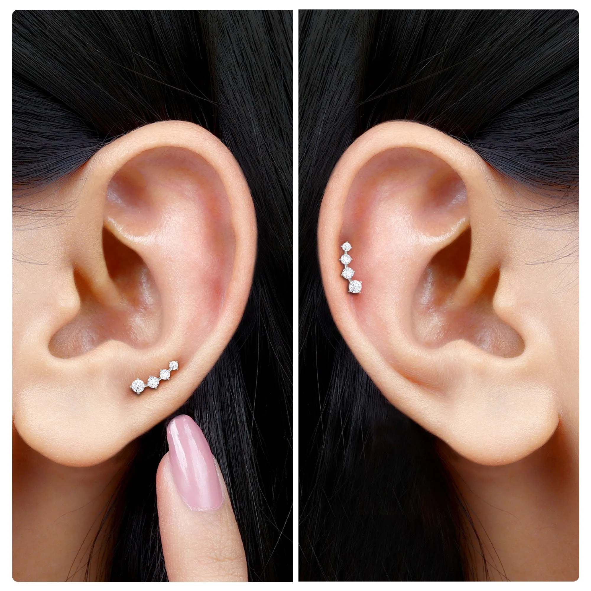 Minimalist Moissanite Crawler Helix Earring in Gold