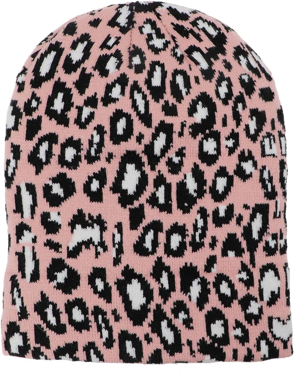 Newfancy Women Men Winter Hats Leopard Print Cuffed Beanie Double Layers Thick Knitted Soft Warm Slouchy Skull Ski Cap